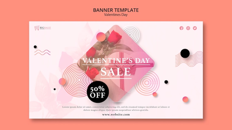 PSD gratuit modèle de bannière de la saint-valentin avec photo