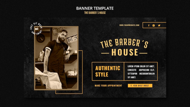 PSD gratuit modèle de bannière de salon de coiffure