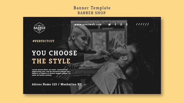 Modèle de bannière de salon de coiffure