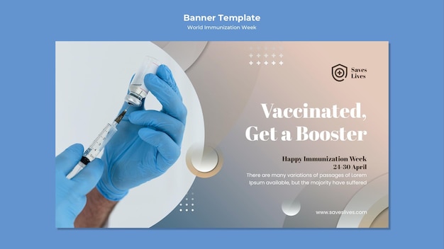 PSD gratuit modèle de bannière de la semaine mondiale de la vaccination