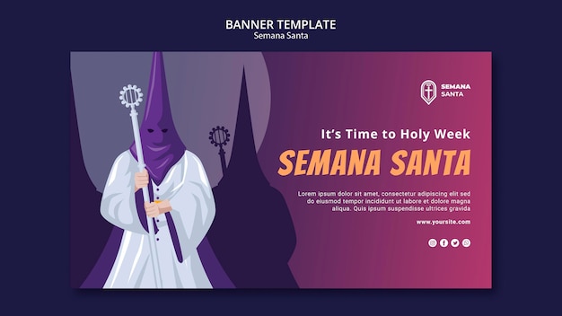 PSD gratuit modèle de bannière semana santa illustré