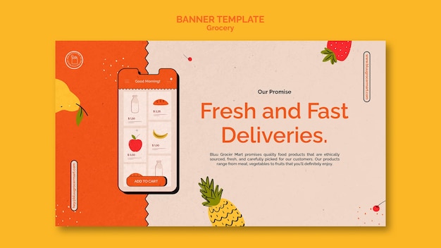 Modèle De Bannière De Service De Livraison D'épicerie