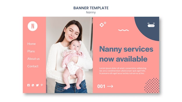 PSD gratuit modèle de bannière de services de nounou