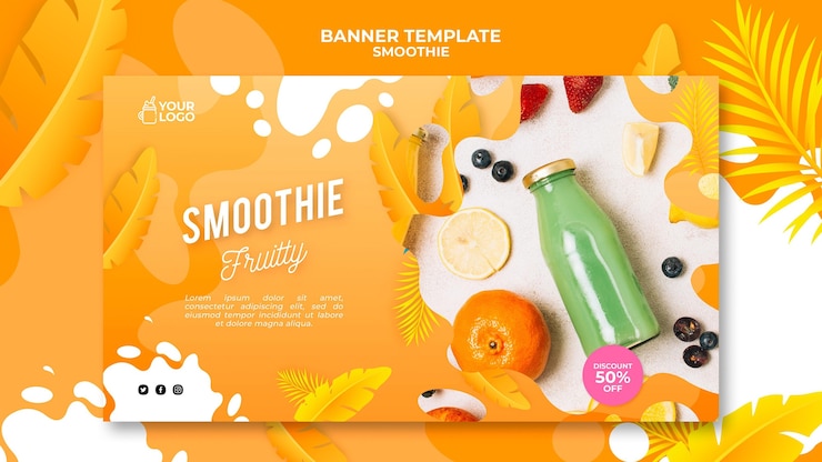 PSD gratuit modèle de bannière de smoothie