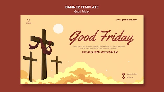 Modèle de bannière sociale de vendredi saint
