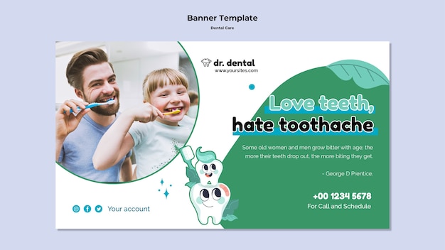 PSD gratuit modèle de bannière de soins dentaires