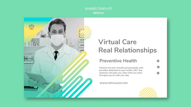 Modèle de bannière de soins médicaux virtuels
