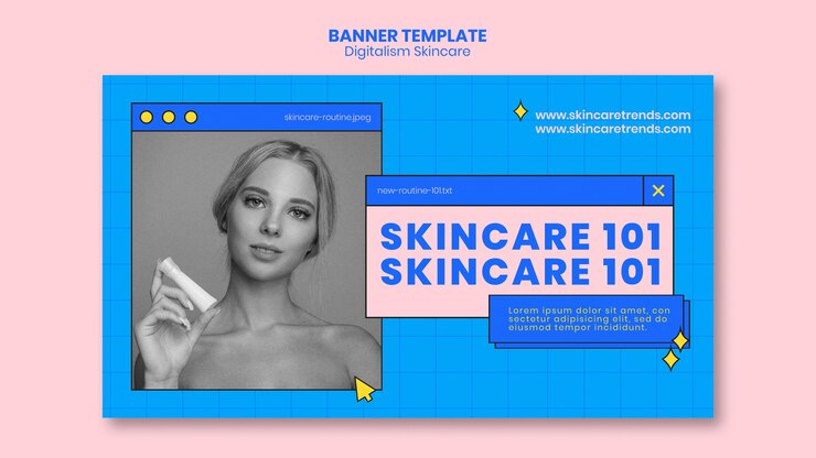 PSD gratuit modèle de bannière de soins de la peau numérique
