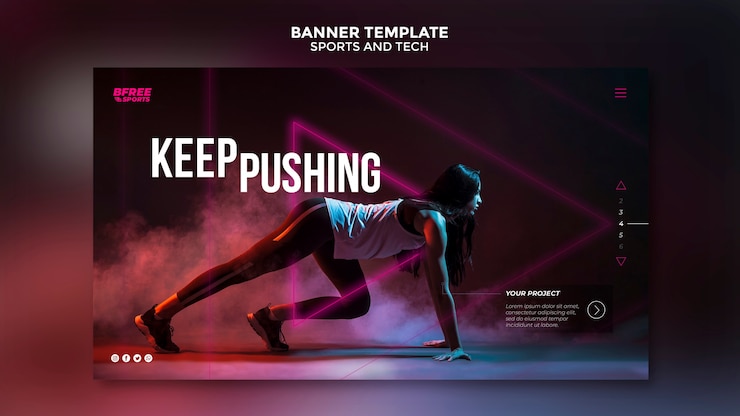 PSD gratuit modèle de bannière de sport et de technologie