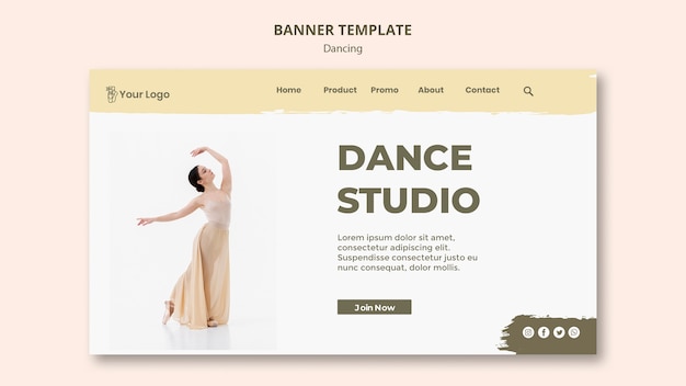 PSD gratuit modèle de bannière de studio de danse