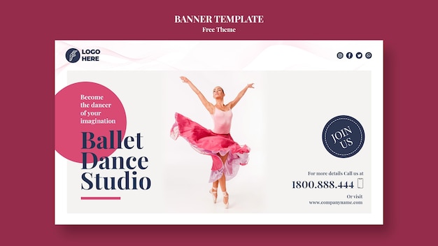 PSD gratuit modèle de bannière de studio de danse