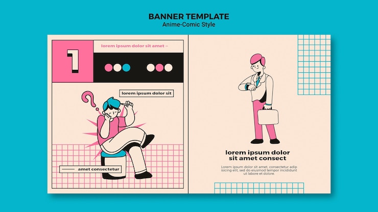 PSD gratuit modèle de bannière de style bande dessinée anime