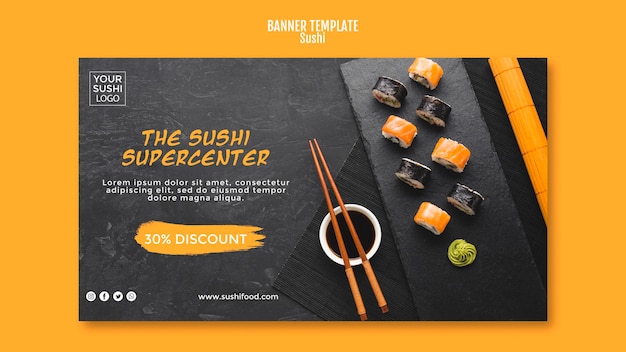 PSD gratuit modèle de bannière de sushi