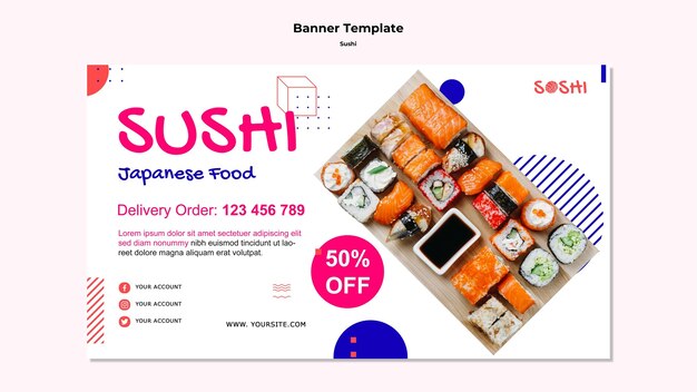 Modèle de bannière de sushi