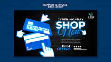 PSD gratuit modèle de bannière de technologie cyber monday