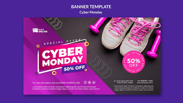 PSD gratuit modèle de bannière de technologie cyber monday