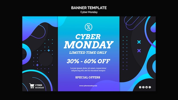 PSD gratuit modèle de bannière de technologie cyber monday