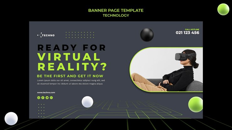 PSD gratuit modèle de bannière de technologie de lunettes vr