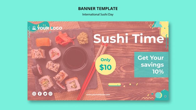 Modèle de bannière de temps de repas de sushi