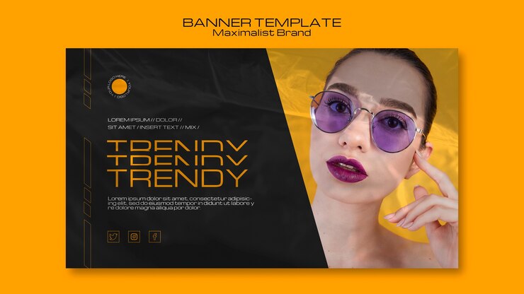 PSD gratuit modèle de bannière de tendance de marque maximaliste