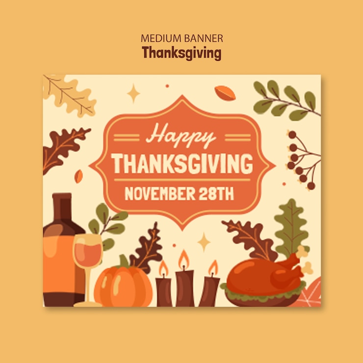 PSD gratuit le modèle de bannière de thanksgiving est moyen.