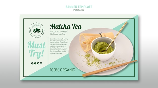 PSD gratuit modèle de bannière de thé matcha