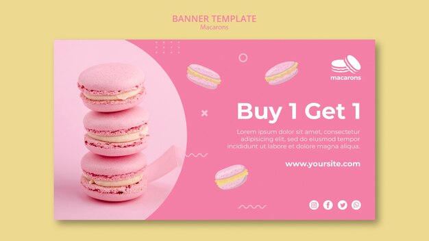 Modèle de bannière avec thème macarons