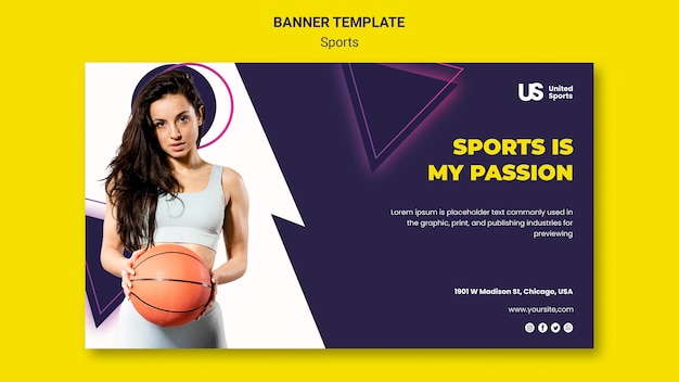 PSD gratuit modèle de bannière de tournoi de basket-ball