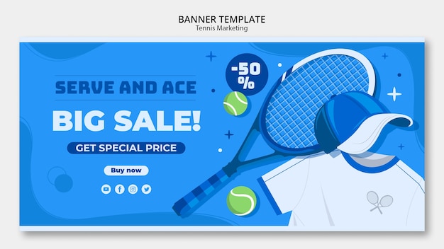 PSD gratuit modèle de bannière de tournoi de tennis