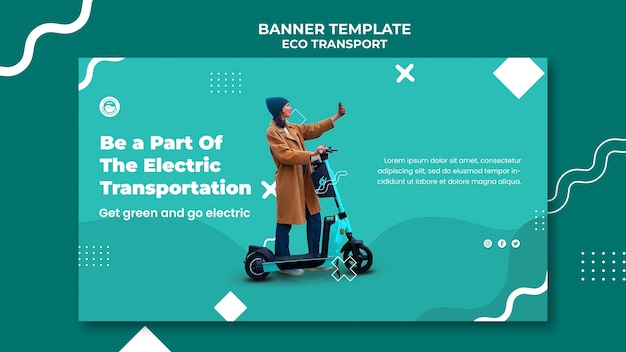 Modèle De Bannière De Transport écologique Design Plat