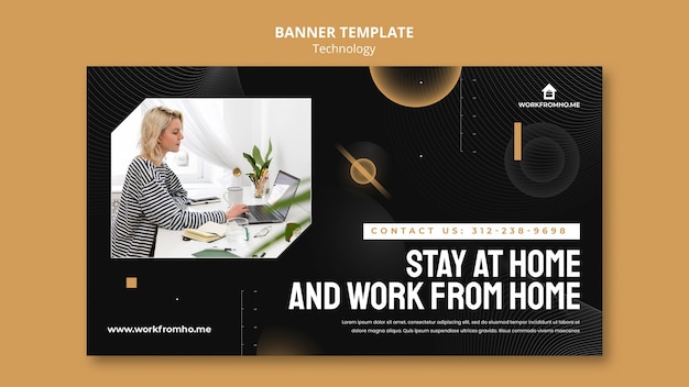 PSD gratuit modèle de bannière de travail à domicile