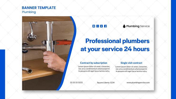 PSD gratuit modèle de bannière de travail de plombier professionnel