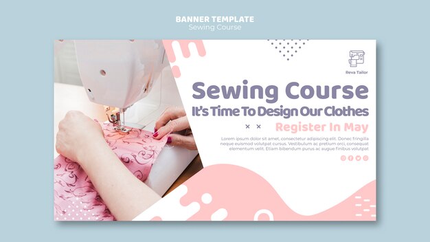 Modèle de bannière de tutoriel de couture