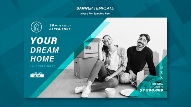 Modèle de bannière de vente de maison