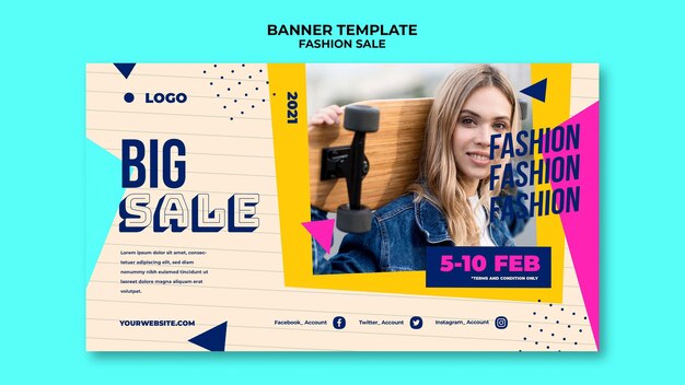 Modèle de bannière de vente de mode