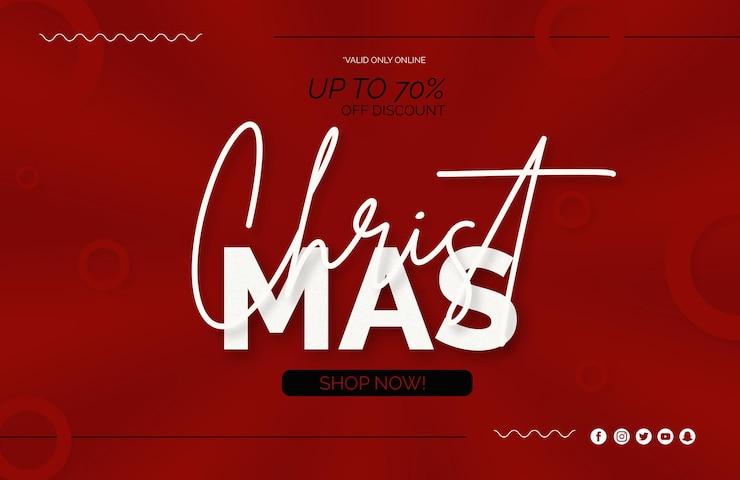 PSD gratuit modèle de bannière de vente de noël sur fond rouge