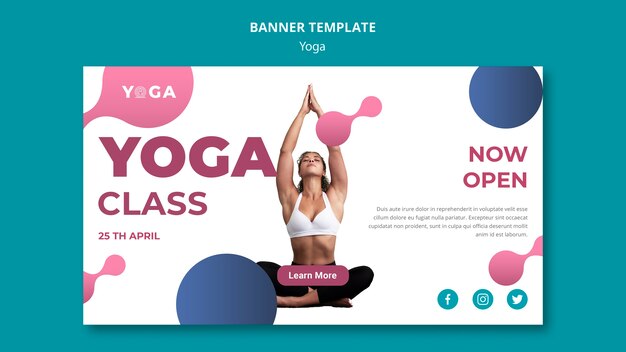 Modèle de bannière de verre de yoga