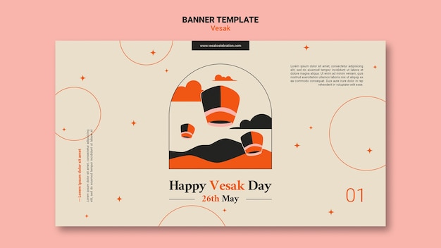 PSD gratuit modèle de bannière vesak design plat