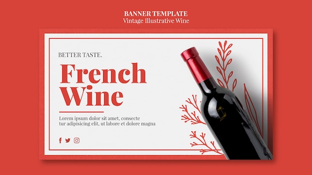 PSD gratuit modèle de bannière de vin français