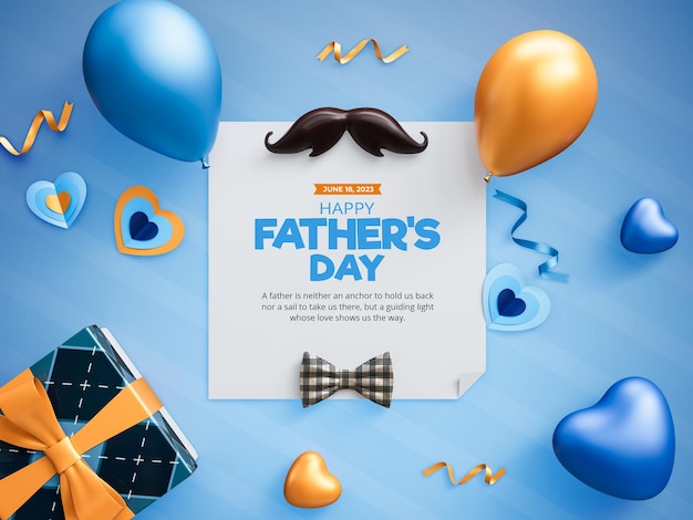 PSD gratuit modèle de bannière de voeux pour la fête des pères avec des symboles de papa