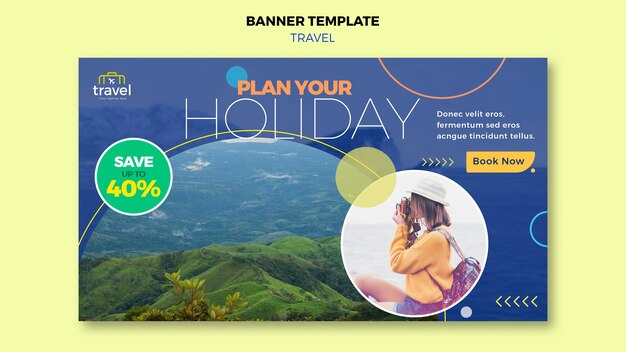 Modèle de bannière de voyage avec photo