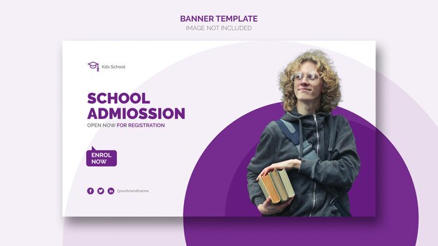 PSD gratuit modèle de bannière web d'admission à l'école