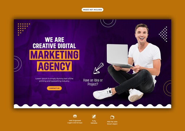 Modèle de bannière web d'agence de marketing numérique et d'entreprise