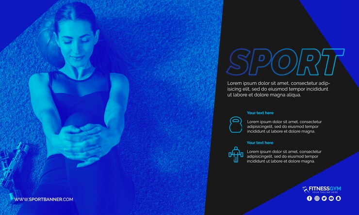 PSD gratuit modèle de bannière web avec concept sportif