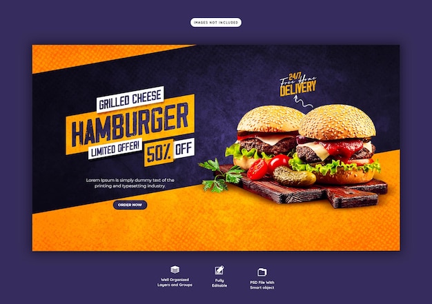 Modèle De Bannière Web Délicieux Menu Burger Et Nourriture