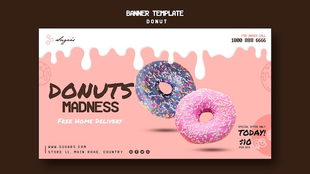 PSD gratuit modèle de bannière web donuts madness