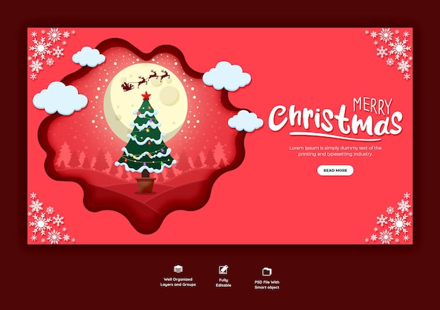 PSD gratuit modèle de bannière web joyeux noël et bonne année