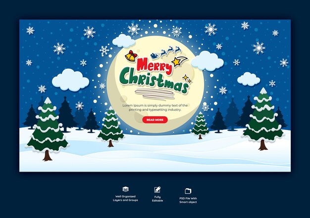 PSD gratuit modèle de bannière web joyeux noël et bonne année