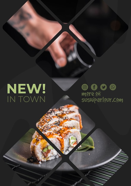 Modèle de bannière Web pour un restaurant japonais