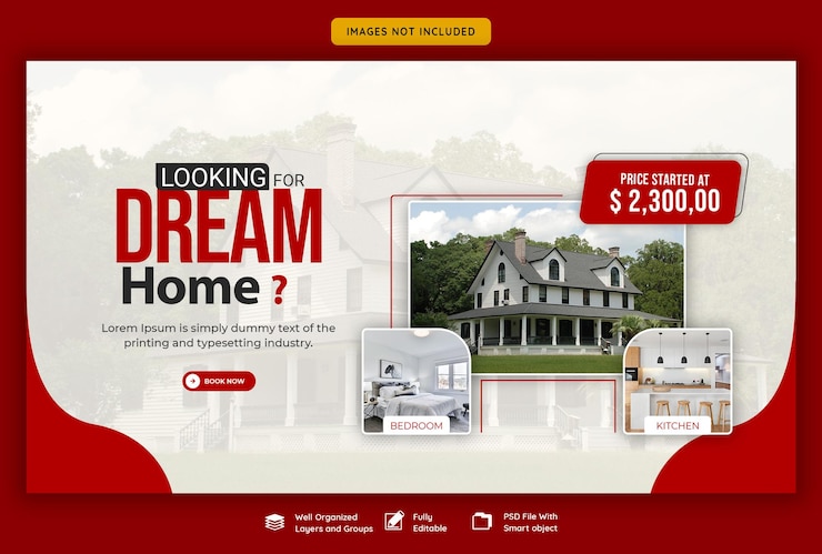 PSD gratuit modèle de bannière web de propriété de maison immobilière